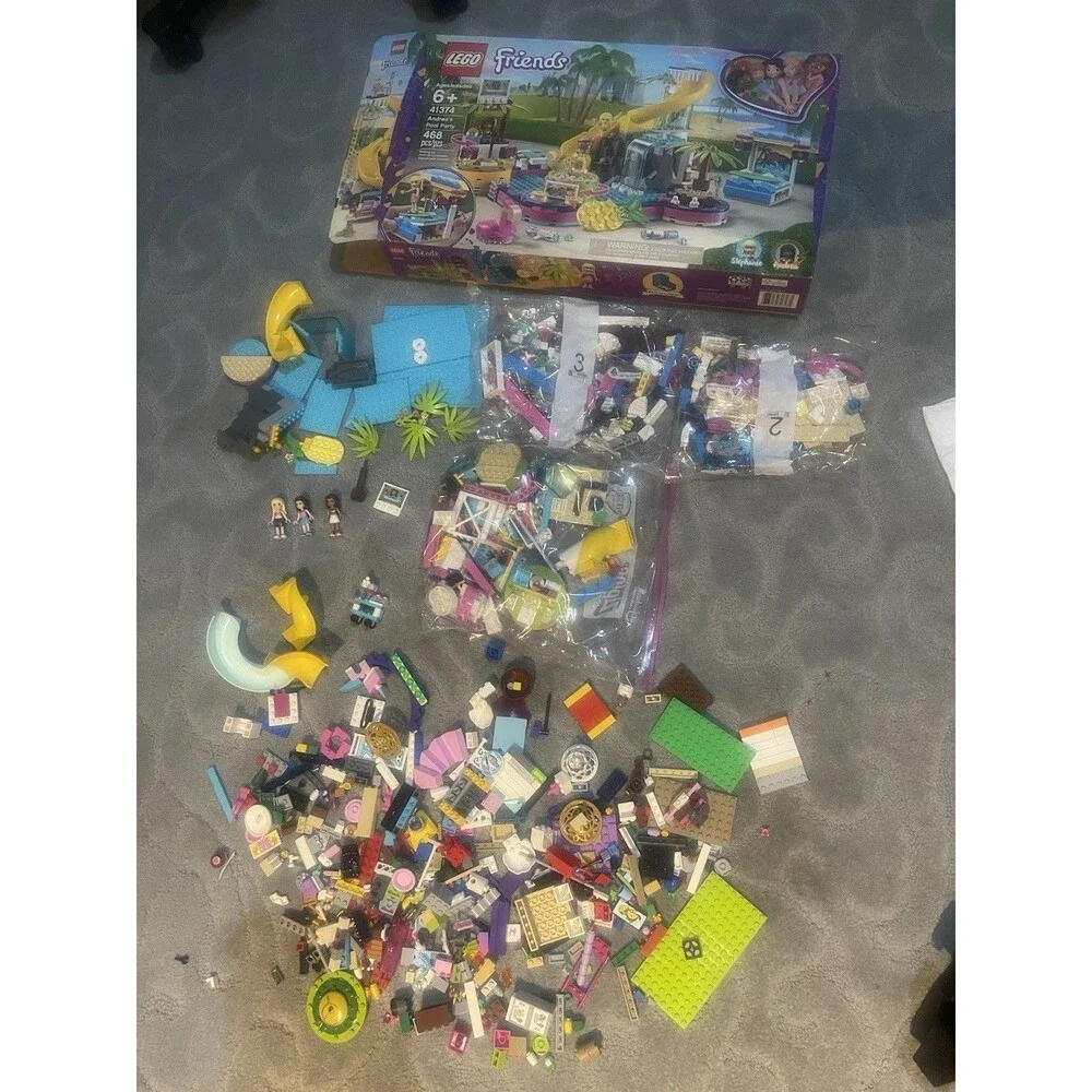 LEGO 41374 Friends Andrea's Pool Party Incomplete + 1.2 Lbs Extra Legos, Slide - Picture 3 of 6
